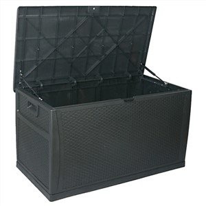 Utomhusförvaringslåda i rottingstil med gångjärn 450l